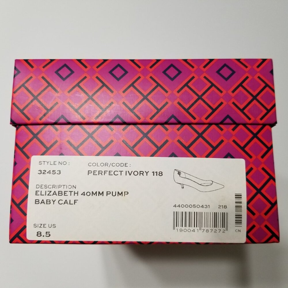 NIB Tory Burch Elizabeth Pump 40MM Leather Perfect Ivory Size 8.5 $278 - Picture 16 of 16